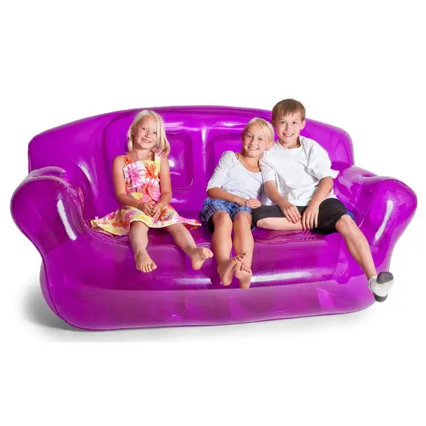 Custom Modern PVC Transparent Purple Inflatable Lounge Chair 2 Person Living Room Air Sofa