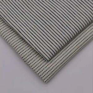 Nouveau <span class=keywords><strong>tissu</strong></span> <span class=keywords><strong>en</strong></span> <span class=keywords><strong>lin</strong></span> coton polyester mélangé 5% <span class=keywords><strong>lin</strong></span> 60% coton 35% polyester rayé <span class=keywords><strong>tissu</strong></span> à la mode - Product Image 1