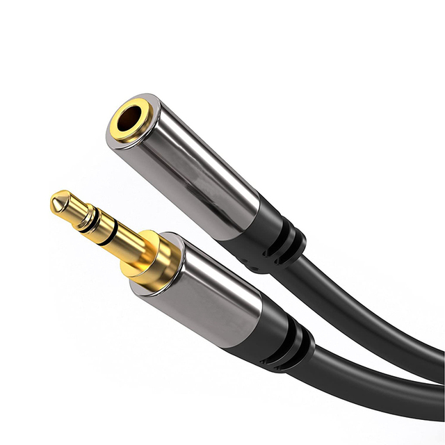 3 Pole 3.5mm Male to Female Extension Stereo Audio Adapter Slim Soft Aux Cable Braided Copper Conductor TPE Insulation 1 Meter
