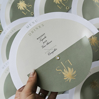 Ensemble de cartes de mariage découpées sur mesure avec pompon, invitation, RSVP et menu inclus, design vintage personnalisé, en carton