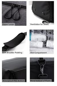 حقيبة رياضية عصرية مخصصة من البوليستر للرجال والنساء مع إغلاق بالسحاب وحجرات للأحذية والملابس الرطبة - للسفر والرياضة واللياقة البدنية - Product Image 4