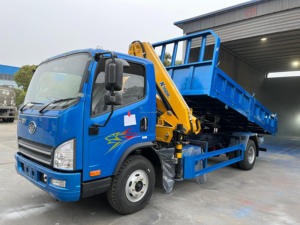 รถบรรทุก Tiger V FAW 4x2 ขนาดเล็ก ติดตั้งเครนแบบแขนพับได้ พร้อมกระบะยกข้าง - Product Image 3