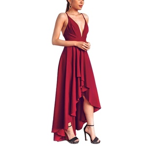 Ultimo abito Sexy profondo con scollo a V tecnica ricamata modello solido traspirante caratteristica alla <span class=keywords><strong>moda</strong></span> mostra retro lato naturale - Product Image 4