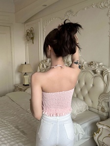 Top Corto Rosa, Top Básico de Verano, <span class=keywords><strong>Camiseta</strong></span> sin Mangas Popular para Mujer - Product Image 4