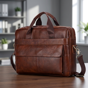 Nouveauté : Sac messager pour ordinateur portable en cuir véritable robuste, personnalisé OEM, imperméable, classique, grande capacité, style coréen - Product Image 1