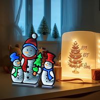 Vente en gros directe usine, personnalisable, 3 pièces, lumière LED 3D effet miroir infini Bonhomme de neige pour bar, magasin, décoration commerciale de fêtes, OEM