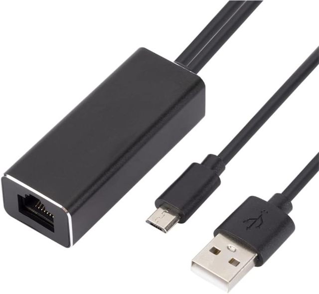 Ethernet Adapter for Fire TV Stick Micro USB to Ethernet Adapter with Cable Power Cord Compatible for Fire Stick Basic 100Mbps