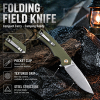 Couteau pliant EDC portable de poche en acier D2 haute dureté avec ouverture assistée par roulement, manche G10, pour camping et activités de plein air