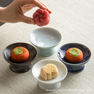 Plato de cerámica redondo de porcelana, plato pequeño para té, aperitivos y ofrendas - Product Image 2