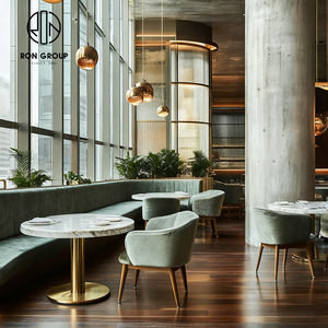 Canapé <span class=keywords><strong>moderne</strong></span> en velours courbé avec <span class=keywords><strong>table</strong></span> et chaises en marbre rond pour café, restaurant et espace de restauration - Product Image 3