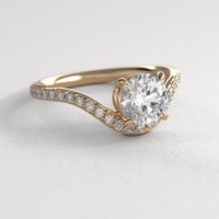 Bague de fiançailles solitaire ovale 0,5-3 carats en or massif 10K/14K/18K avec diamant de laboratoire cultivé, sertie pavé, à tige fendue, certifiée IGI CVD/HPHT VVS
