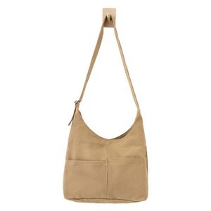 Sac de travail en toile tendance grande capacité, sac bandoulière simple couleur unie pour les trajets quotidiens, idéal pour l'hiver, l'été, la plage et les voyages - Product Image 1