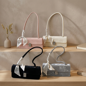 Elegante Bolso de Hombro de Piel Sintética con Lazo de Satén y Correa Única, Gran Capacidad, Cierre de Botón, Impermeable, Rectangular, para Uso Diario - Product Image 3