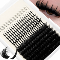 Extensions de cils en grappes véganes en soie 8-16mm, faites à la main, confortables, sans cruauté, denses, effet wispy, application facile, adaptées aux débutants, pour DIY