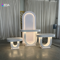 LEDA Fournitures de mariage modernes, ensemble de table à dessert en acrylique PVC blanc, table de toile de fond pour événements et décoration