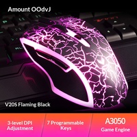Souris de jeu filaire Rapoo V20S, 6200 DPI, 7 niveaux réglables, 8 boutons programmables, rétroéclairage RVB, pour bureau, PC, ordinateur portable, Esports