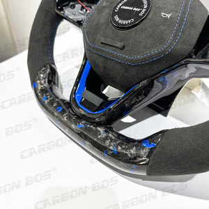 Volant en fibre de carbone <span class=keywords><strong>bleu</strong></span> carbone avec LED pour VW MK8 <span class=keywords><strong>Golf</strong></span>, avec Alcantara pour Volkswagen VW <span class=keywords><strong>Golf</strong></span> <span class=keywords><strong>8</strong></span> GTI <span class=keywords><strong>R</strong></span> Line MK8 MK8.5 - Product Image 4