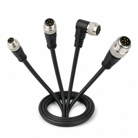 Connecteur Micro M5 4 Broches Mâle Étanche IP67, Fiche Circulaire Droite avec Câble PVC Surmoulé, Longueur Personnalisée, Support OEM Usine