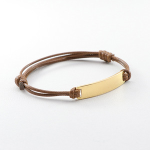 Personalized <strong>Couple</strong> Name Jewelry Stainless Steel Blank Bar Laser Engraved Custom Leather Braided <strong>Bracelet</strong> <strong>for</strong> Women - Product Image 3