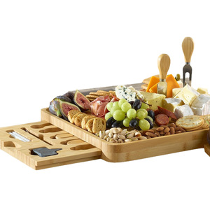 Tabla de charcutería de bambú con 2 cajones, juego de quesos con cuchillos y recipientes para servir en fiestas - Product Image 2