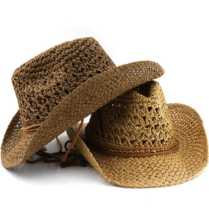 Chapeau de cowboy en paille noire : chapeau d'été style éleveur - France