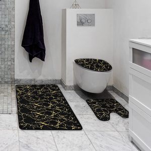 Faux Rabbit Fur Memory Foam Tufted Rug Golden Foiled Pattern Non-Slip Home & Hotel Use 1 Piece Bath <b>Mat</b> - Product Image 3