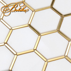 Thassos-embellecedor de mármol blanco, revestimiento de pared de mosaico de latón, decoración para el hogar, diseño hexagonal de fondo para interiores - Product Image 4