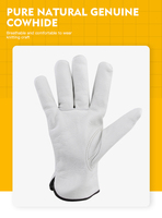 Gants de travail en cuir de chèvre pleine fleur de qualité supérieure, blanc naturel, souples, durables et économiques, pour la sécurité des conducteurs de camions