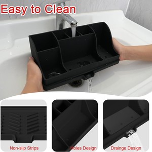Silicone <b>Toothbrush</b> <b>Holder</b> with Anti-Slip Drainage Design Detachable Multi-Function Food Grade Bathroom Kitchen Organizer - Product Image 3