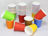 Gobelet en papier décoratif pour fête, simple paroi, logo personnalisé imprimé, revêtement PE, pour mariage, anniversaire, gobelet jetable pour boissons, en gros
