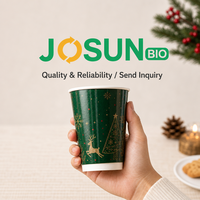 Gobelet à café en papier jetable personnalisé avec logo Jo Sun, respectueux de l'environnement, pour fête de Noël, 8OZ 24OZ