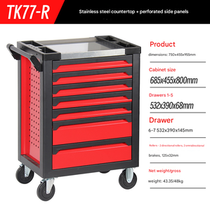 頑丈な整備士用ツールトロリー（引き出し付き）、移動式ワークショップツールキャビネット収納カート - Product Image 2