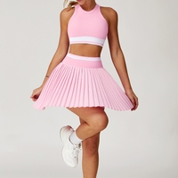 Logo personnalisé, ensemble de jupes plissées à séchage rapide et de débardeurs, tenue de sport décontractée pour entraînement de fitness et de tennis, ensemble 2 pièces pour femmes