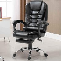 Chaise de bureau exécutive en cuir PU noir OEM/ODM avec support lombaire massant et accoudoirs réglables
