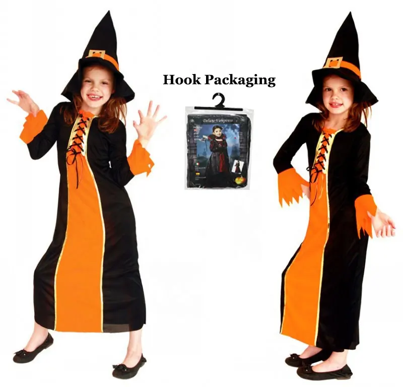 Mädchen Halloween Hexen kostüm Orange Bühnen performance tragen Kinder Deluxe Hexen hut Halloween Karneval Fancy Dress Up Party
