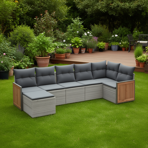Grey Garden <b>Sofa</b> <b>Set</b> With Cushions Outdoor Furniture Contemporary Design Water Proof Rattan - Product Image 2