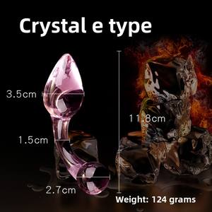 Ensemble de plugs anaux en cristal rose, en verre Pyrex, avec boules et faux pénis pour adultes - Product Image 6