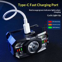 Lampe frontale multifonctionnelle portable rechargeable 5W LED en ABS pour camping en extérieur et pêche nocturne, double mode avec interrupteur indépendant