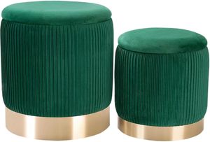 Ensemble <span class=keywords><strong>de</strong></span> <span class=keywords><strong>2</strong></span> ottomanes rondes modernes en velours blanc avec rangement, en PVC et MDF, pour salle <span class=keywords><strong>de</strong></span> bain, salon et chambre à coucher - Product Image 6