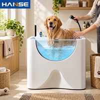 Baignoire Spa de Luxe Autoportante pour Animaux avec Jets de Massage à Air, Système Thermostatique, Robinet de Vidange, Matériau Acrylique