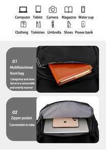 <span class=keywords><strong>Sac</strong></span> <span class=keywords><strong>à</strong></span> <span class=keywords><strong>dos</strong></span> de voyage antichoc pour ordinateur portable 14 pouces, avec chargement USB, dossier respirant en nid d'abeille, sangle de chariot et résistant <span class=keywords><strong>à</strong></span> l'eau - Product Image 5