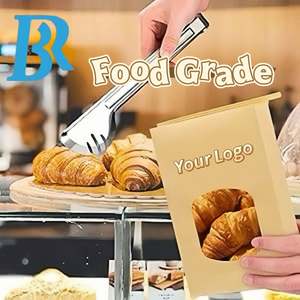 Sacs en papier kraft personnalisés avec fenêtre pour biscuits, grains de café, barres chocolatées, snacks, pop-corn et produits de boulangerie, avec fermeture à languettes métalliques - Product Image 5