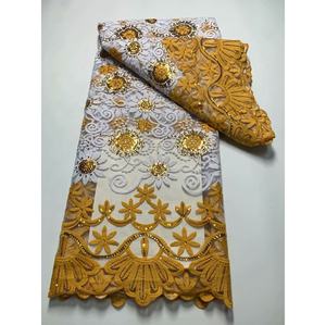 Tissu à paillettes personnalisé <span class=keywords><strong>moins</strong></span> <span class=keywords><strong>cher</strong></span> au design africain brodé de tulle paillettes broderie de paillettes tissu en dentelle pour robe de femme - Product Image 4