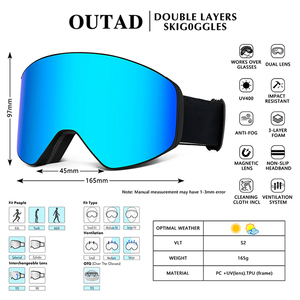 Occhiali da Sci Magnetici con Protezione UV400 Antiappannamento, Lenti Polarizzate per Sport sulla Neve, Occhiali da Snowboard, Sicurezza per Sci, Personalizzabili - Product Image 2
