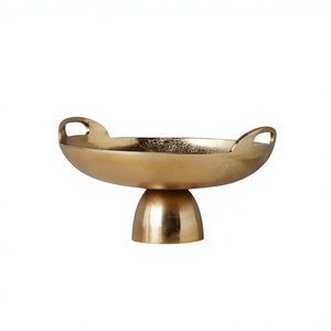 Tazón de lujo para servir alimentos con asas, base de pedestal, decoración de mesa, diseños personalizables, hecho a mano, tazones para frutas, decoración del hogar - Product Image 1