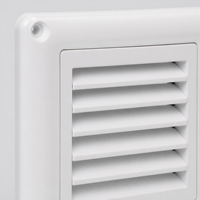 Grille d'aération carrée en plastique blanc à persiennes fixes avec moustiquaire intégrée, 7 lames, pour conduit de ventilation HVAC