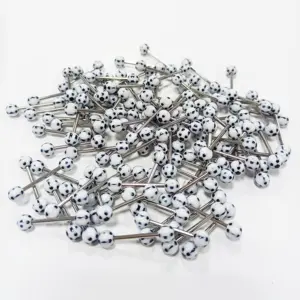wholesale 14G Acrylic Tongue Rings Assorted Colors Surgical Steel Tongue Piercing Sexy Piercings Jewelry Barbells Nipple Ring