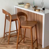 Runwood Neuer Moderner Minimalistischer Bar-Thekenstuhl für Zuhause, 75cm Höhe, mit Rückenlehne, Holz-Barhocker