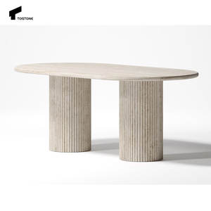 Набор кухонного обеденного стола из белого травертина - Product Image 3