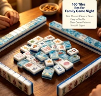 Ensemble de Mahjong Décor Nautique : Tuiles de Mahjong en Acrylique Bleu Marine, Phare, Corail, Joker – Jeu de Mahjong de Collection, Cadeau, Vente en Gros